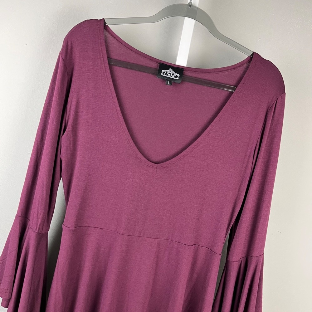 Angie Whimsigoth Dress Womens L Cranberry Flounce Sleeve Boho Fairycore